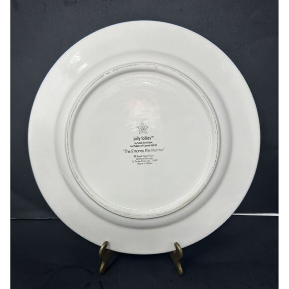 (2) SANDI GORE EVANS THE S'MORES THE MERRIER Jolly Follies Dinner Plates Snowmen - Picture 12 of 13